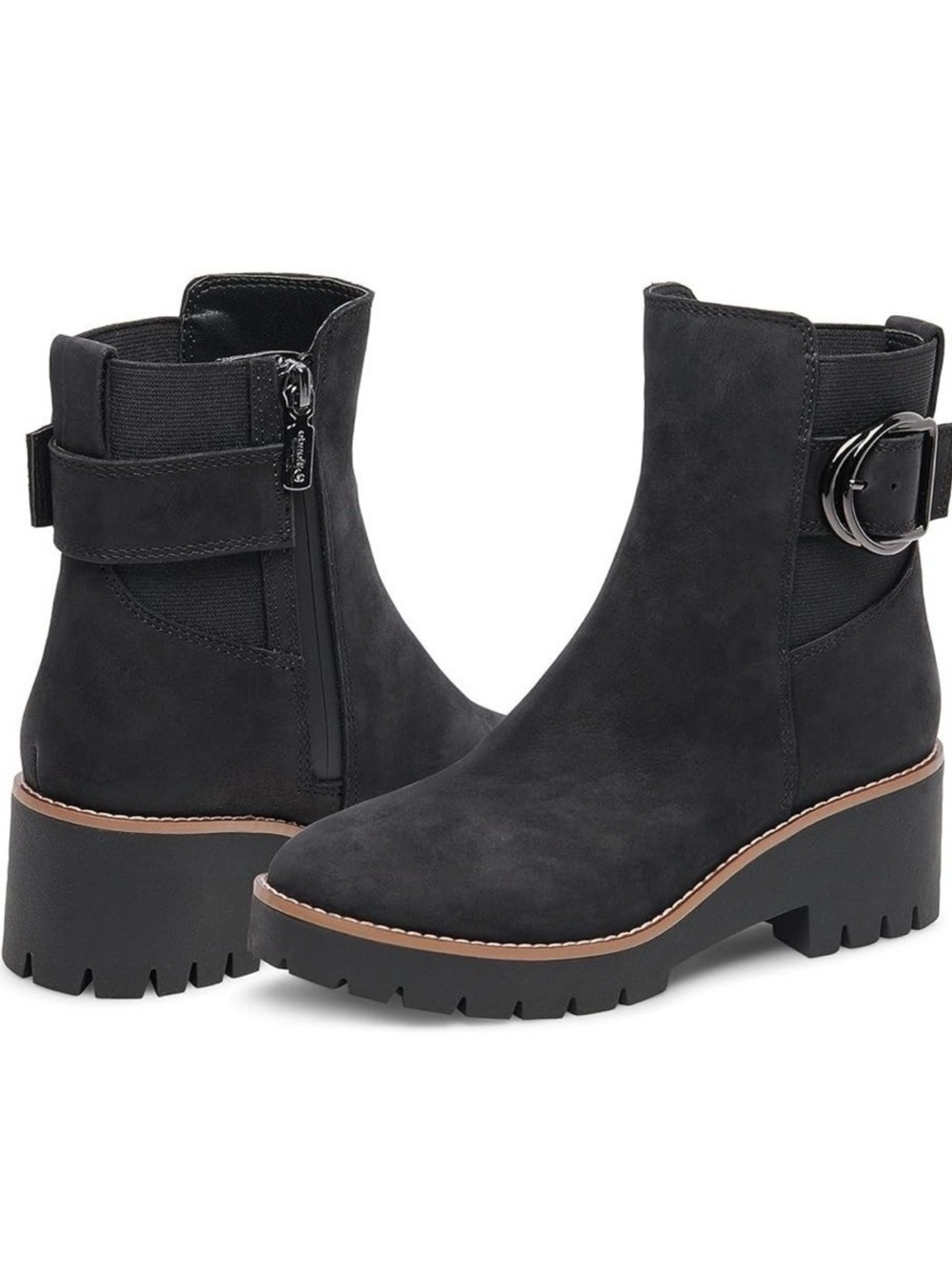 Blondo Dakota Black Lug Sole Ankle Boots with Buckle Waterproof 8.5